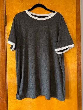 Women’s Charcoal Gray Ringer T-Shirt with White Trim